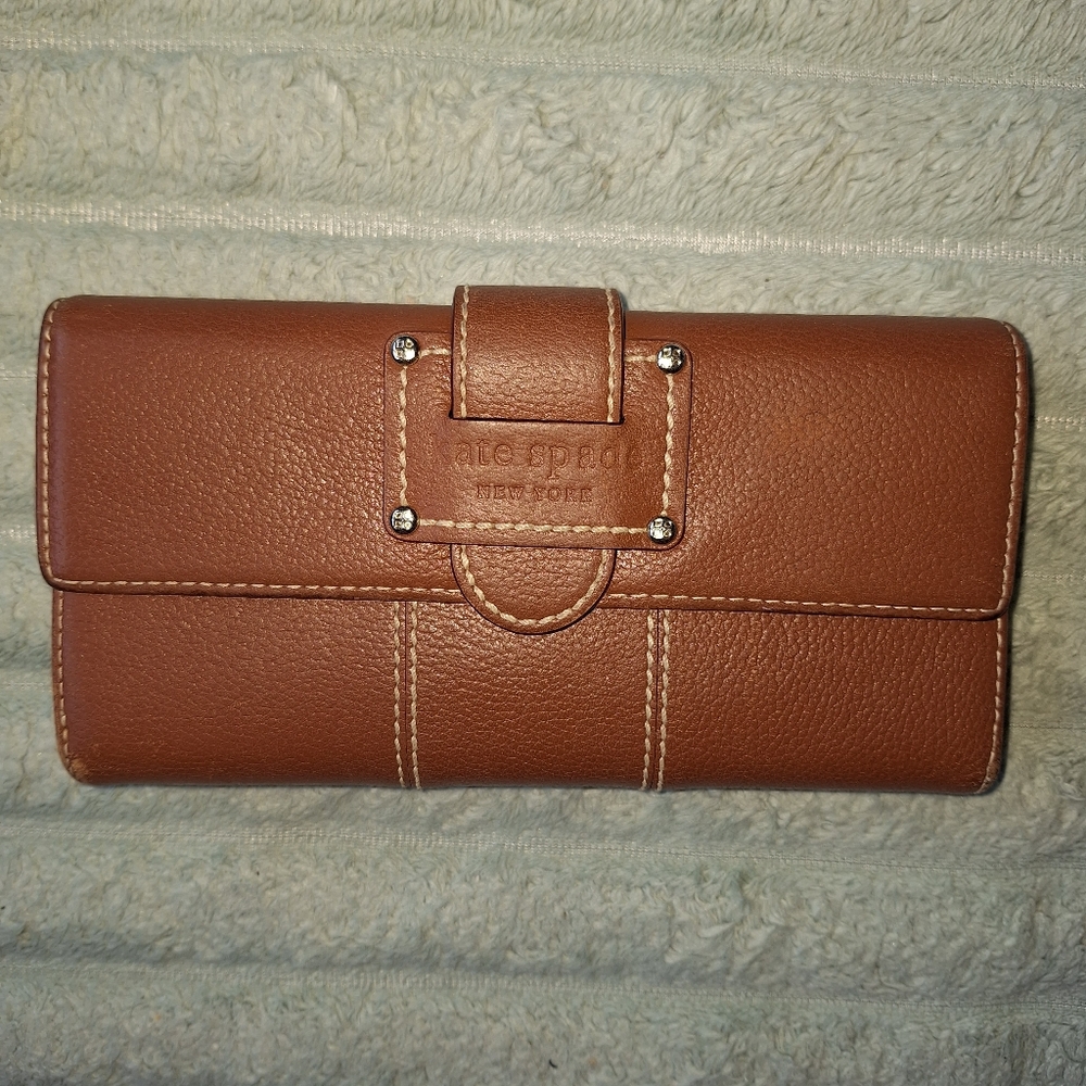 Kate Spade Beautiful Pebble Leather Trifold Brown Wallet